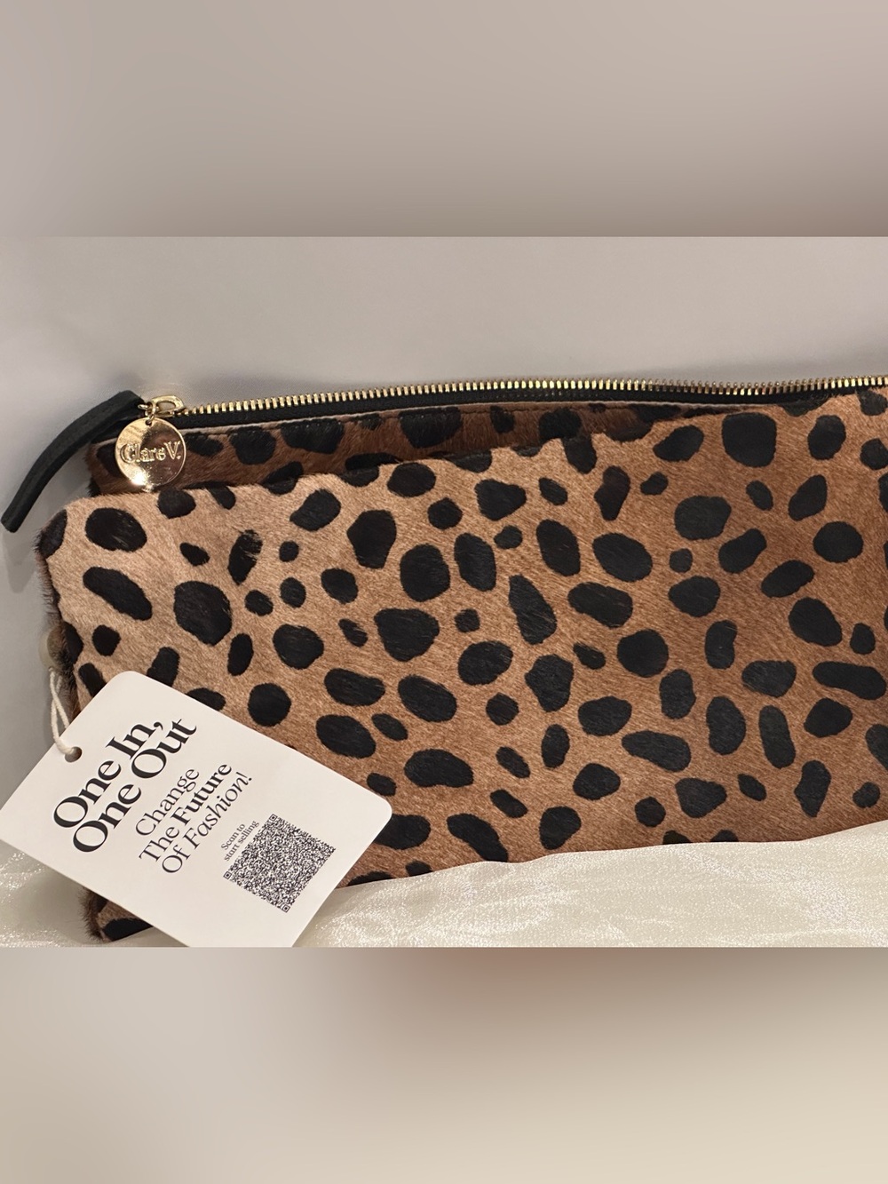 Clare V. Leopard Foldover Clutch Calf Hair Made in USA NWT - Picture 16 of 16